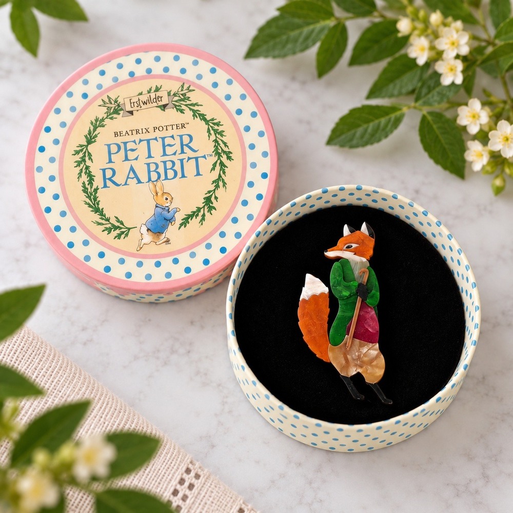NWT Erstwilder Mr. Tod Fox Brooch Beatrix Potter Resin Pin Collectible Jewelry
